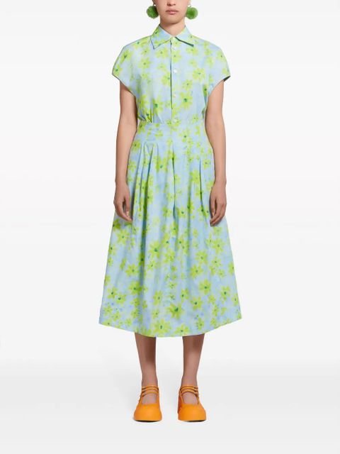 Marni A-line floral-print cotton midi skirt - Blue - zdjęcie produktu nr 2