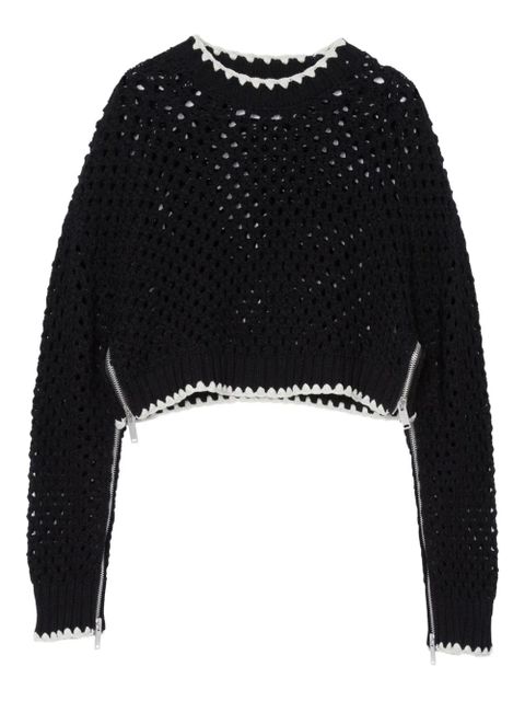 3.1 Phillip Lim crochet-detail zip-cuff sweater - Black - zdjęcie produktu nr 1