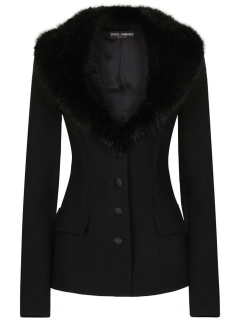 Dolce & Gabbana faux-fur collar jacket - Black - zdjęcie produktu nr 1