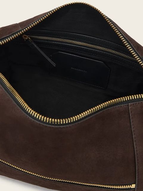 AllSaints torebka zamszowa kolor brązowy W346XD