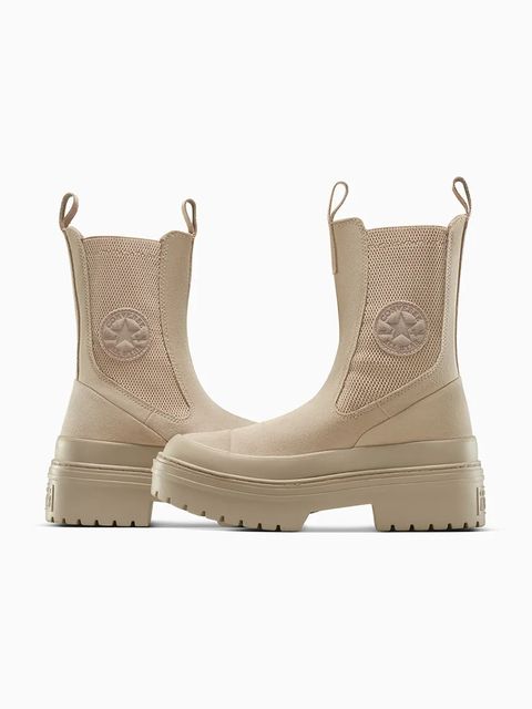 Converse sztyblety zamszowe Chuck Taylor All Star Lugged Heel Nu damskie kolor beżowy na platformie A14544C