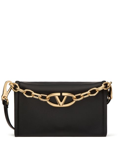 Valentino Garavani VLogo Chain leather clutch bag - Black - zdjęcie produktu nr 1
