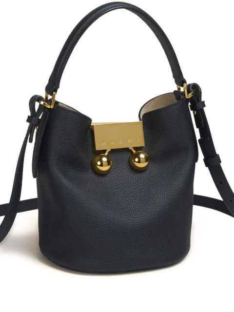 Marni Trunkaroo pebbled-leather bucket bag - Black