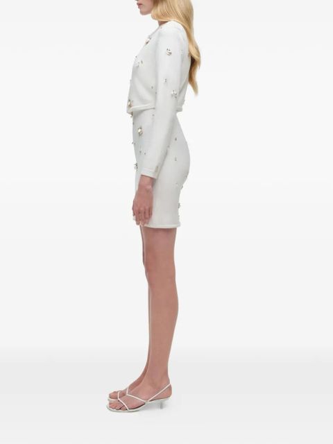 Simkhai Zadie embellished cropped cardigan - White