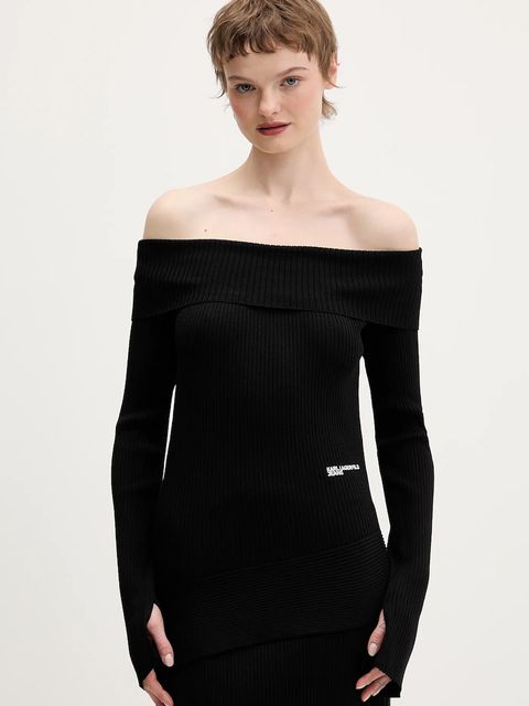 Karl Lagerfeld Jeans sweter damski kolor czarny lekki B1W18028 - zdjęcie produktu nr 1