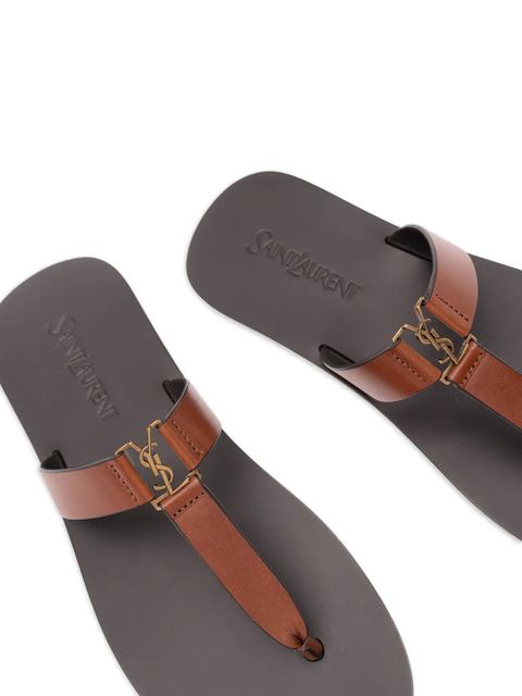 Saint Laurent Babylone logo leather sandals - Brown
