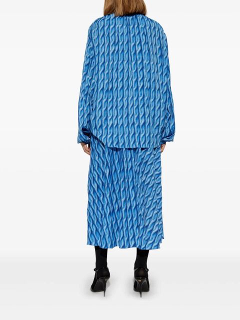 Balenciaga cable-knit-print midi dress - Blue