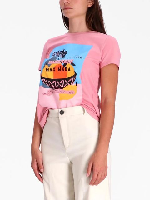 Weekend Max Mara graphic-print cotton T-shirt - Pink