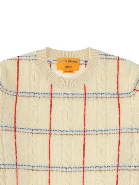 Guest In Residence cable-knit plaid sweater - Neutrals - zdjęcie produktu nr 2