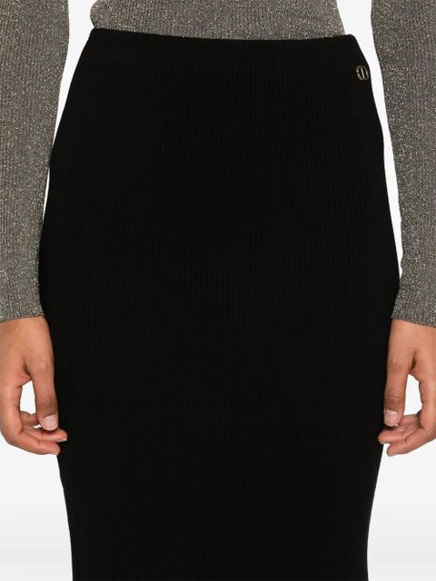 TWINSET ribbed-knit midi skirt - Black