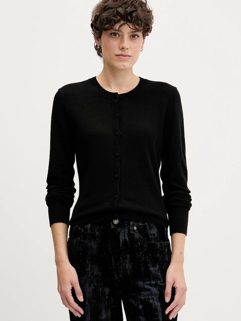 Sisley kardigan z domieszką wełny kolor czarny lekki 102HM5237 - zdjęcie produktu nr 1