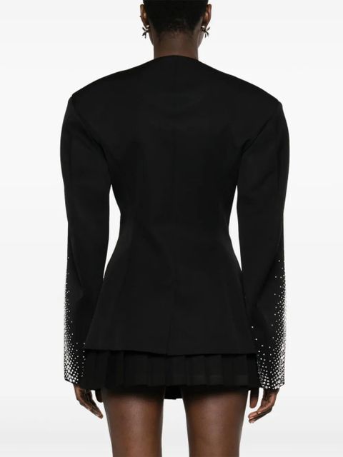 The Attico rhinestone-embellished wool blazer - Black