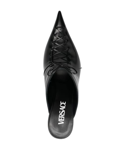 Versace 110mm lace-up leather mules - Black