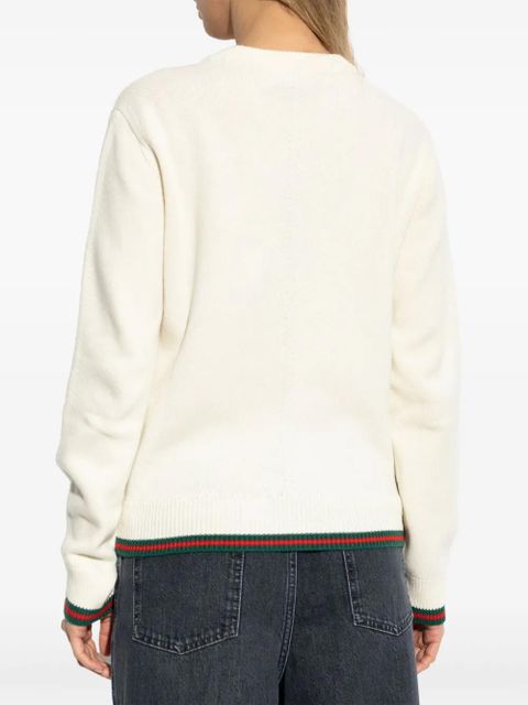 Gucci Web-stripe trim sweater - Neutrals