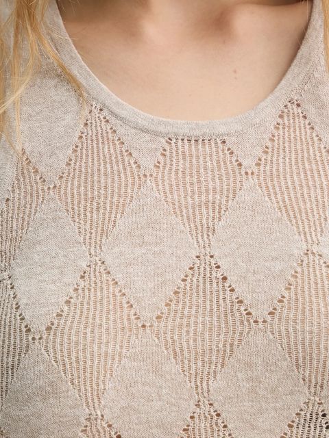 AERON top z domieszką lnu KISMET kolor beżowy TO479561