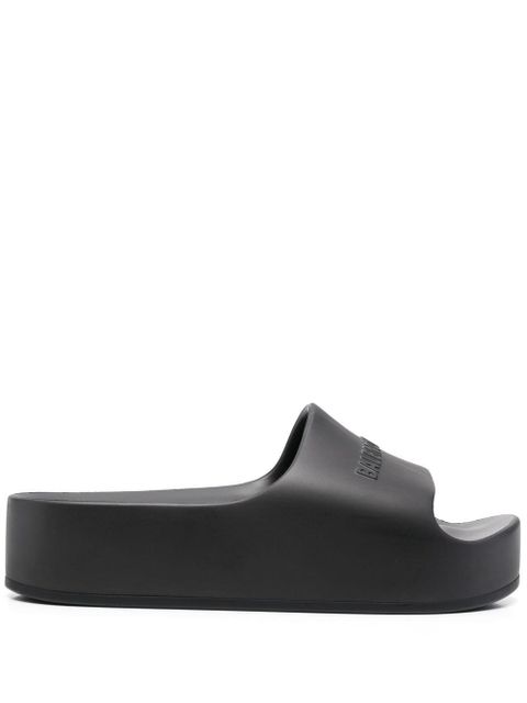 Balenciaga raised-logo platform slides - Black - zdjęcie produktu nr 1