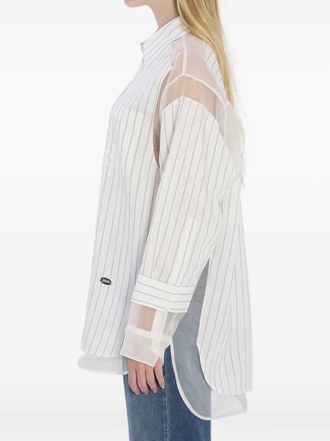 Jean Paul Gaultier striped sheer-panel shirt - White