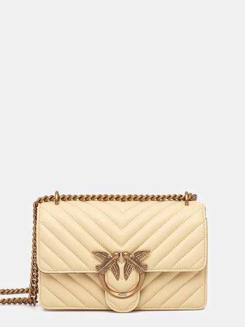 Pinko torebka skórzana kolor żółty 100074 A0GK - zdjęcie produktu nr 1