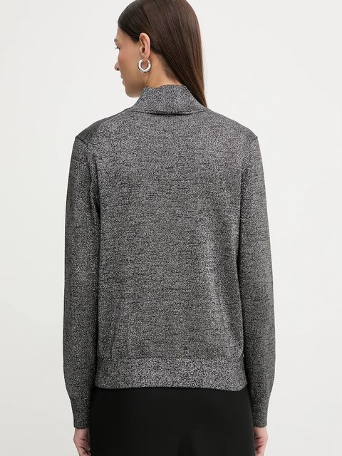 Calvin Klein sweter z dodatkiem wełny damski kolor szary lekki z półgolfem LV044E363G