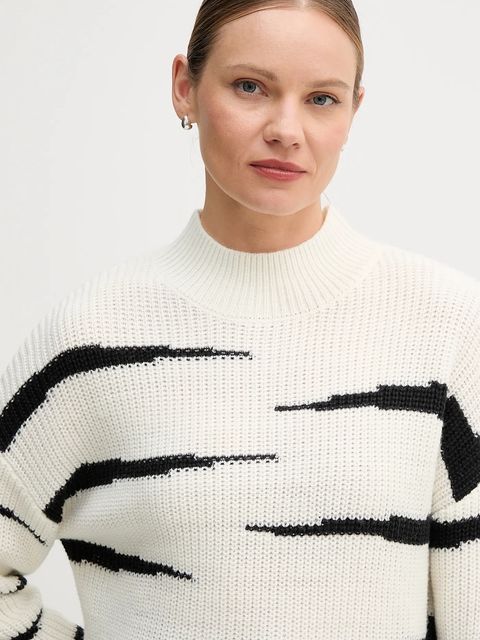 Marc Aurel sweter z domieszką wełny damski kolor beżowy 8044-8000-82090