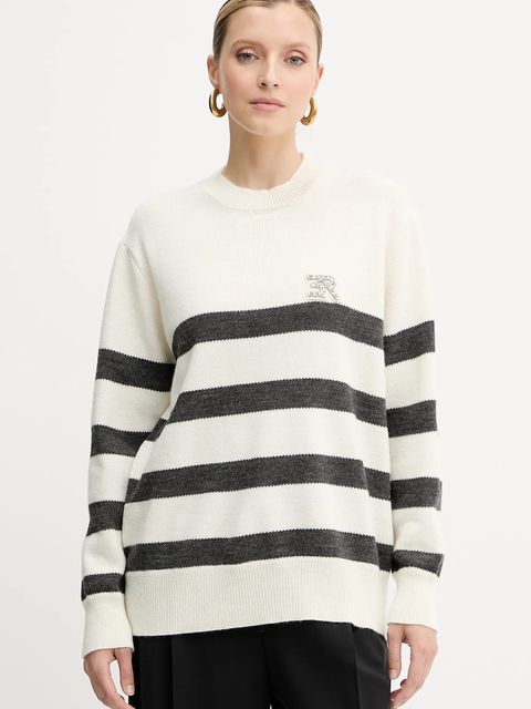 ERMANNO Firenze sweter wełniany damski kolor beżowy 57TM066EA5AP - zdjęcie produktu nr 1