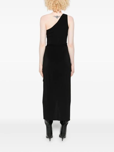 AMIRI one-shoulder wrap midi dress - Black