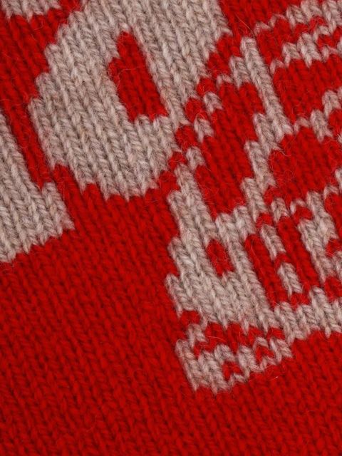 Simone Rocha pearl-embellished logo scarf - Red