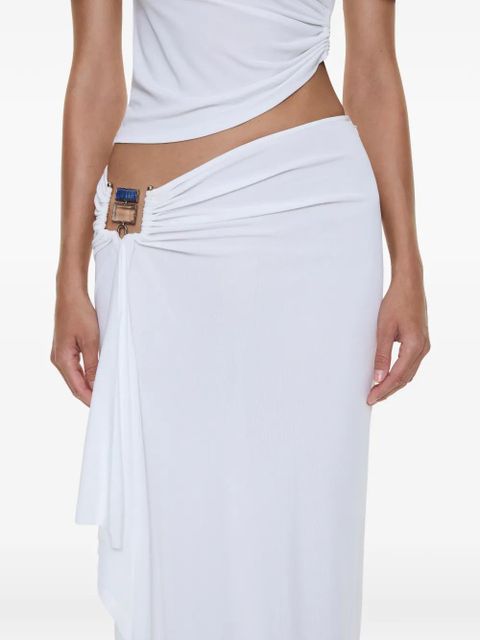 Christopher Esber quartz buckle cascade maxi skirt - White