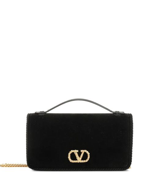 Valentino Garavani VLogo Signature velvet chain wallet - Black - zdjęcie produktu nr 1