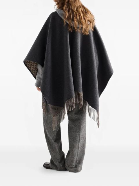 Prada reversible fringed poncho - Grey