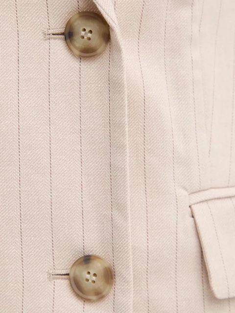 United Colors of Benetton marynarka z domieszką lnu kolor beżowy dwurzędowa wzorzysta 29KBDW033