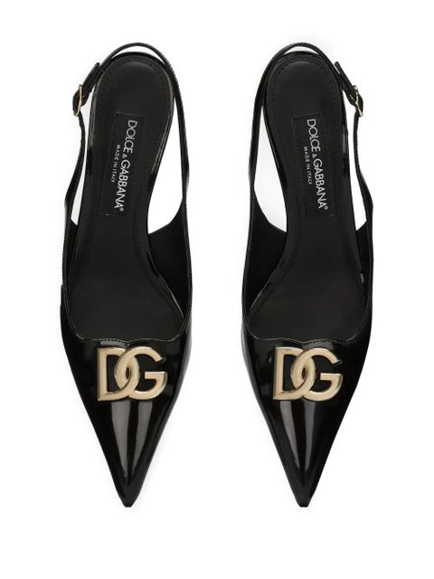 Dolce & Gabbana 60mm logo-plaque slingback pumps - Black