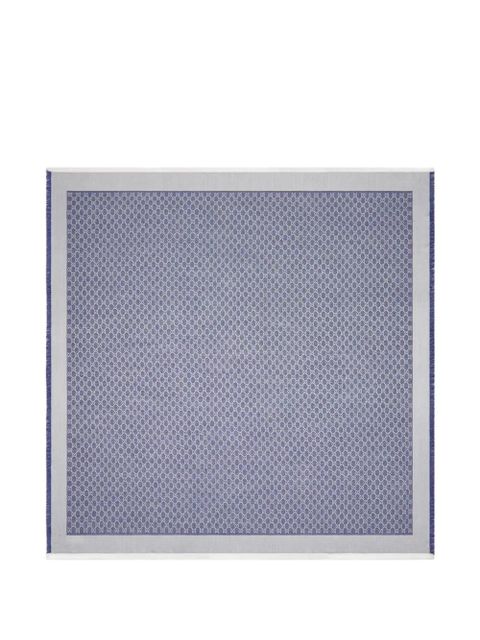 Gucci fringed logo-pattern shawl - Blue - zdjęcie produktu nr 1