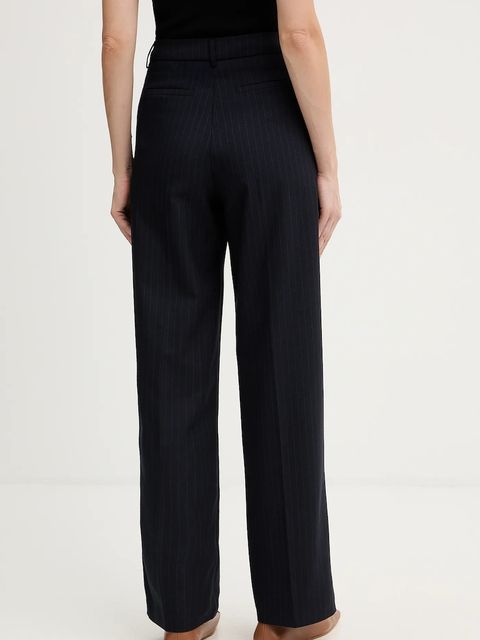 Morgan spodnie damskie kolor granatowy proste high waist PLOUI.F