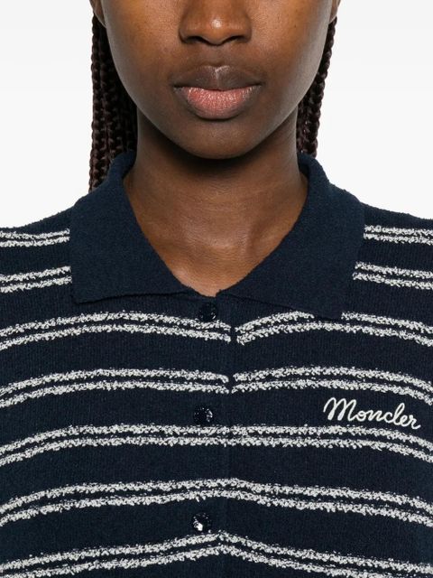 Moncler striped embroidered polo shirt - Blue