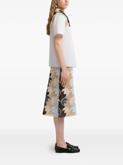 Marni floral-pattern knitted midi skirt - Blue