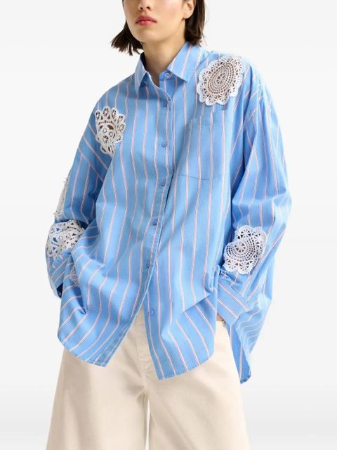 Essentiel Antwerp striped lace-patchwork shirt - Blue - zdjęcie produktu nr 2