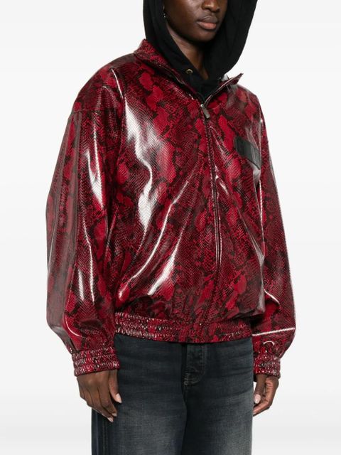 GCDS snakeskin-effect faux-leather jacket - Red