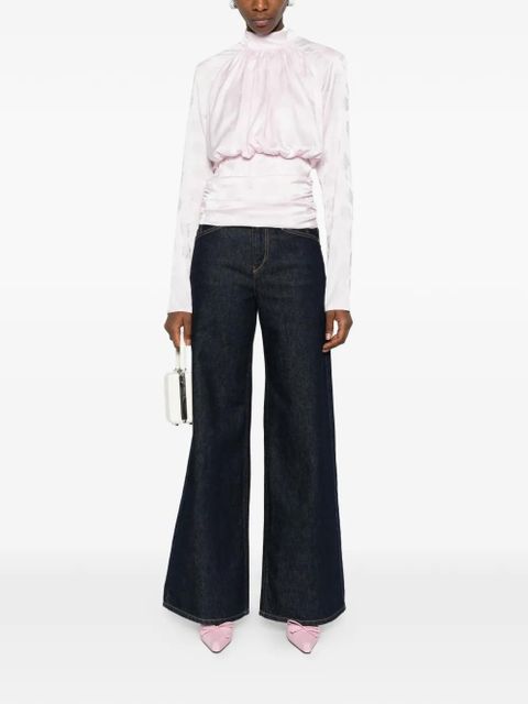 ROTATE BIRGER CHRISTENSEN floral-jacquard long-sleeve blouse - Pink - zdjęcie produktu nr 2