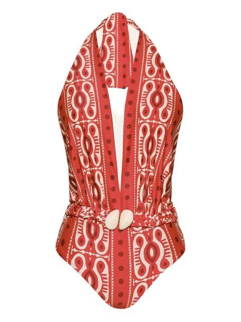 Johanna Ortiz Seashell Hunting printed swimsuit - Red