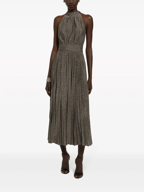 Dolce & Gabbana pleated silk midi dress - Silver