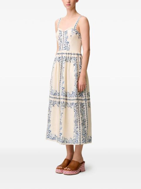 Claudie Pierlot floral-print linen midi dress - Neutrals