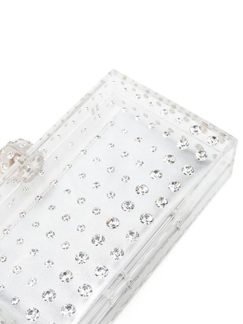 Aquazzura Tequila rhinestone-embellished clutch bag - Neutrals