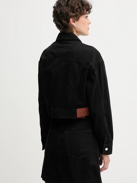 Calvin Klein Jeans kurtka jeansowa kolor czarny przejściowa oversize LV047D779G