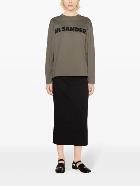 Jil Sander logo-print long sleeve T-shirt - Green - zdjęcie produktu nr 2