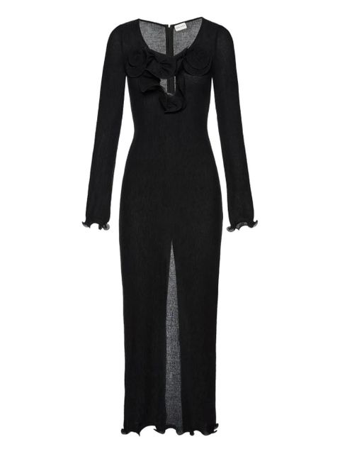 Magda Butrym floral-appliqué long-sleeve dress - Black - zdjęcie produktu nr 1