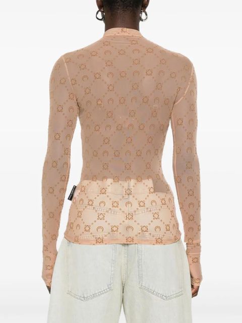 Marine Serre floral moon-pattern top - Brown