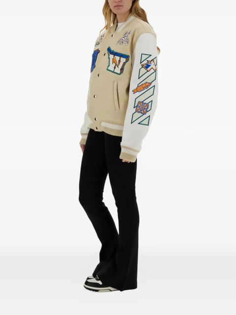 Off-White patch-appliqué bomber jacket - Neutrals - zdjęcie produktu nr 2
