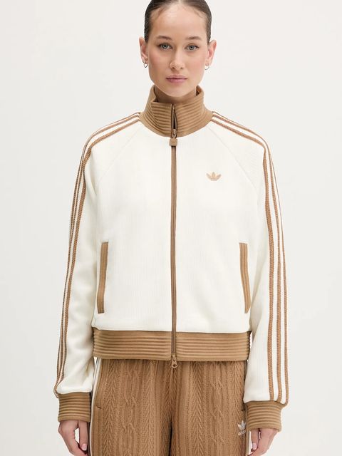 adidas Originals bluza welurowa Velour damska kolor beżowy gładka KR0062 - zdjęcie produktu nr 1