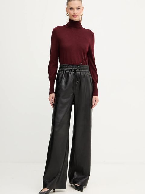 BOSS spodnie damskie kolor czarny szerokie high waist 50548123